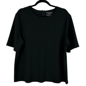 Chico's Travelers Classic Timeless Short Sleeve Scoop Neck Top Size 16/18 Black